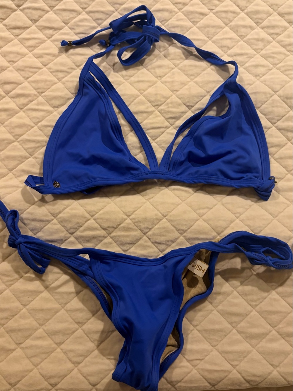 Ravish Sands Micro Royal Blue Triangle Tie-Side Bikini Set - Women Swim